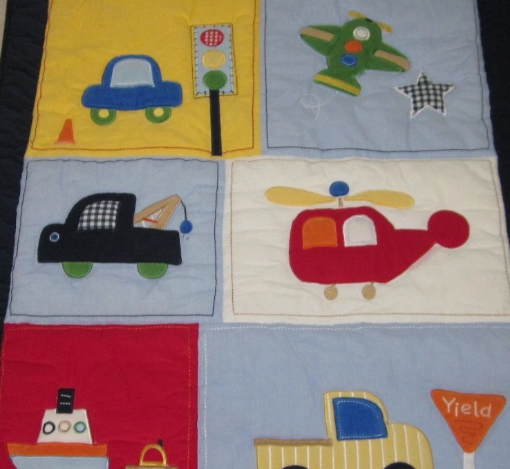 Edredón edredón Circo Baby Boys coche helicóptero barco camión azul rojo blanco Foto 2 de 4