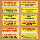 No Parking, Gates, Garage, Wheel Clamp, Keep Driveway Sign 4" x 12"