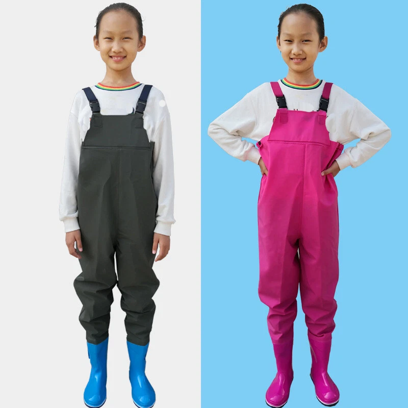 Kids Boy Girls Chest Wader Waterproof Trousers Boots Fishing Outdoor Camouflage - Image 3 of 4