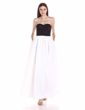 NEW VERA WANG Strapless Taffeta BALL GOWN DRESS SIZE 6 $368 BLACK WHITE ELEGANT!