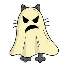 4 Funny Cat Sticker Halloween Spooky Ghost Black Cute Meow Kitties Paw Pet