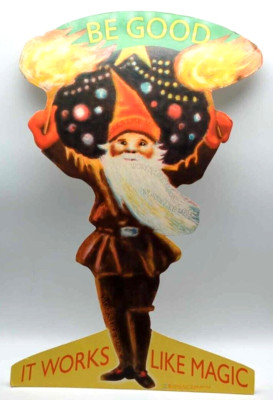 RARE Vintage Kalastyle Be Nice Elf Soap Sweden Cardboard Store Display 17'' Tall