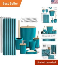 Elegant Teal Bathroom Accessory Set - Complete 20PC Shower Curtain Collection