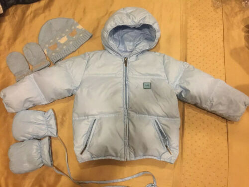 Kids "Add" Goose Down Light Blue Winter Jacket Size 3 with Hat And Gloves - Picture 1 of 11
