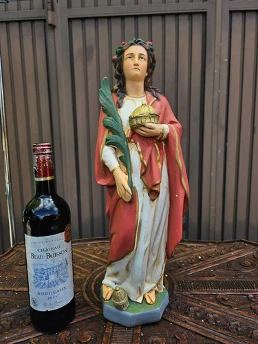 Vintage SAint Mary MAgdalene Statue jar Religious chalkware