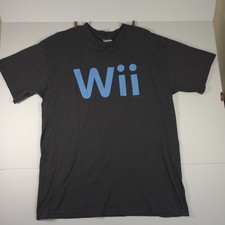Vintage 2007 Nintendo Wii Promo T-Shirt Mens Sz L Gray Video Game Tee Y2K Rare