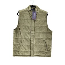 Tailor Vintage Jacket Mens Medium Army Green Corduroy Puffy Vest NWT 