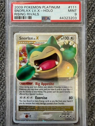 2009 POKEMON PLATINUM RISING RIVALS #111 SNORLAX LV.X-HOLO PSA 9 Graded