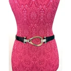 Vintage Black Leather Silver Buckle Belt Adjustable Medium Large Statement Boho