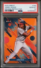 2025 TOPPS FINEST ORANGE REFRACTOR #100 JAMES WOOD 21/25 PSA 10