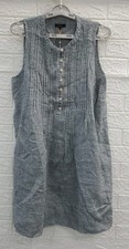 New QUINCE 100% European Linen  Mini Sleeveless Dress Black/White Sz Medium 