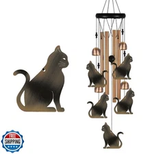 Bronze Cat Wind Chime, Gifts for Mom, Home, Garden, Balconies, Ro