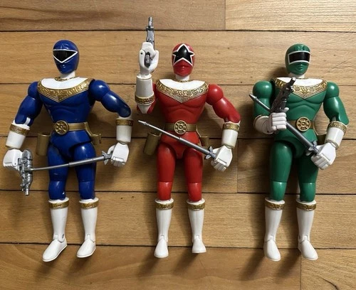 Vintage 1996 Bandai Power Rangers Zeo Blue Green Red Ranger 8" inch Figure WORKS