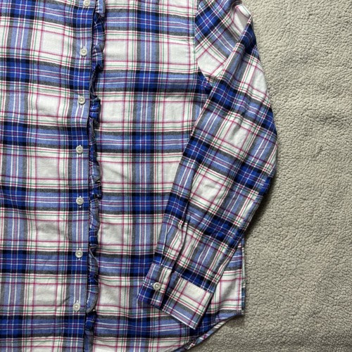 Eddie Bauer Shirt Womens Small Plaid Blue White WR Field Flannel Ruffle Cotton - Picture 6 of 14