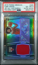 2019 Panini Obsidian Coby White #209 Jsy. Au E E Purple PSA 6 Auto A