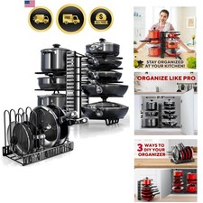 8-Tier Heavy-Duty Pot and Pan Organizer Under Cabinet for Effortless Storage