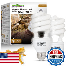 REPTI ZOO UVB Light for Desert Reptile 2 Pack, 10.0 26W UVA UVB Reptile Light Bu