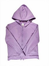 Member's Mark XL Woman Purple Plumeria Hooded Zip Pockets Thumbhole Cuff