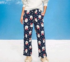 Old Navy Women's Jolly Santa Navy Flannel Pants Pajamas Holiday Fun M NWT 