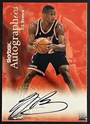 P.J BROWN 1998 Skybox Autographics Miami Heat On Card Autograph 