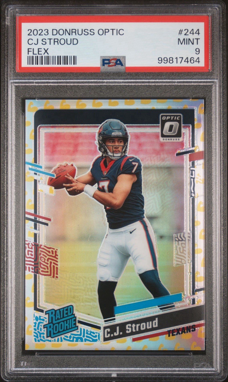 2023 Donruss Optic NFL CJ Stroud RC #244 TEXANS Rookie FLEX Prizm /149 PSA 9