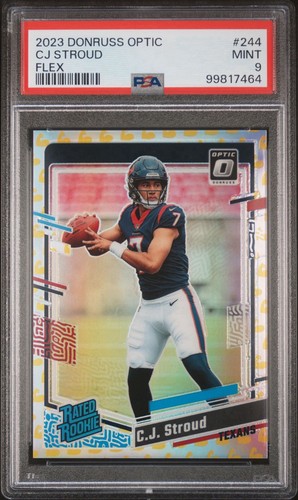2023 Donruss Optic NFL CJ Stroud RC #244 TEXANS Rookie FLEX Prizm /149 PSA 9