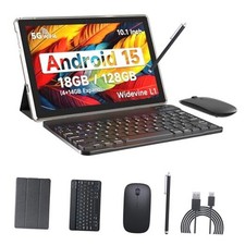 Android 15 Tablet, 10 Inch 18GB RAM 128GB ROM/ 2TB Expandable Tablet, Black