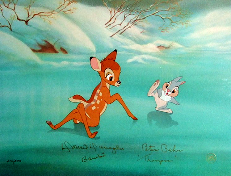 🟢signed Disney cel Kinda Wobbly Bambi Thumper Peter Behn Donnie