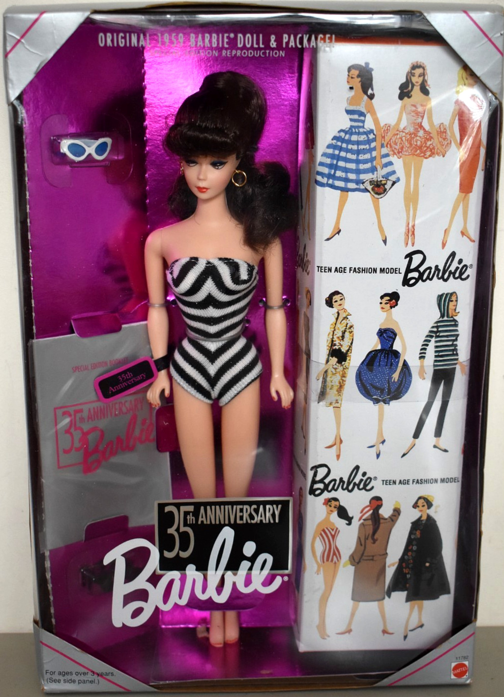 1993 Special Edt Repro Original 1959 35th ANNIVERSARY Vintage Brunette Barbie