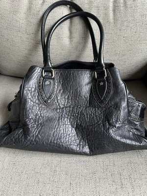 Fendi Etniko Du Jour Leather Shoulder Bag. Black.
