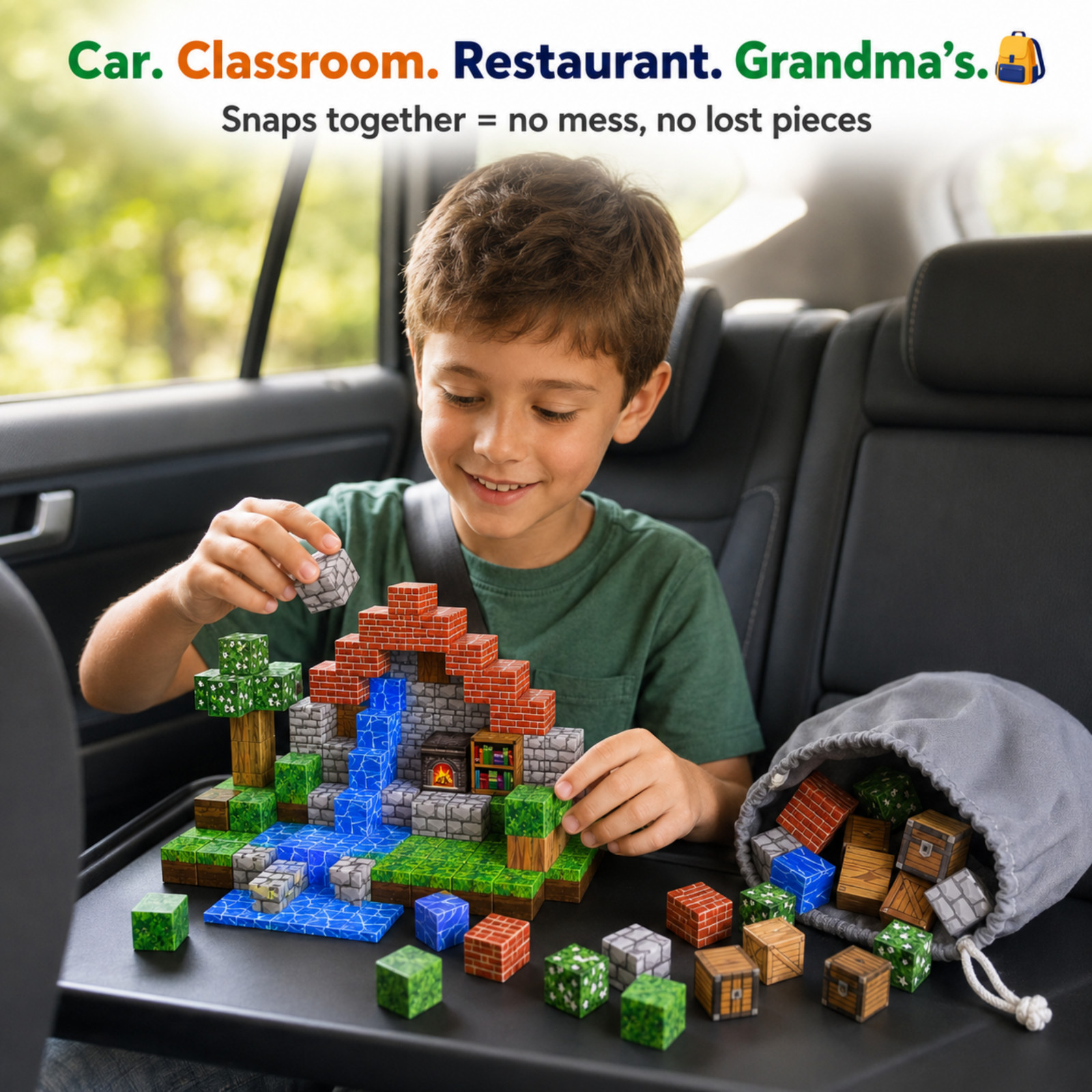 100PCS Magnetic Building Cubes Blocks Pixel World STEM Kids Toy Gift Ages 6-12 - Image 7