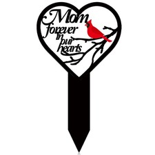Mother's Day Mom Memorial Grave Markers for Cemetery Cardinals Heart Memorial...