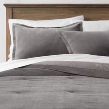 King Cotton Velvet Comforter and Sham Set Charcoal - Threshold