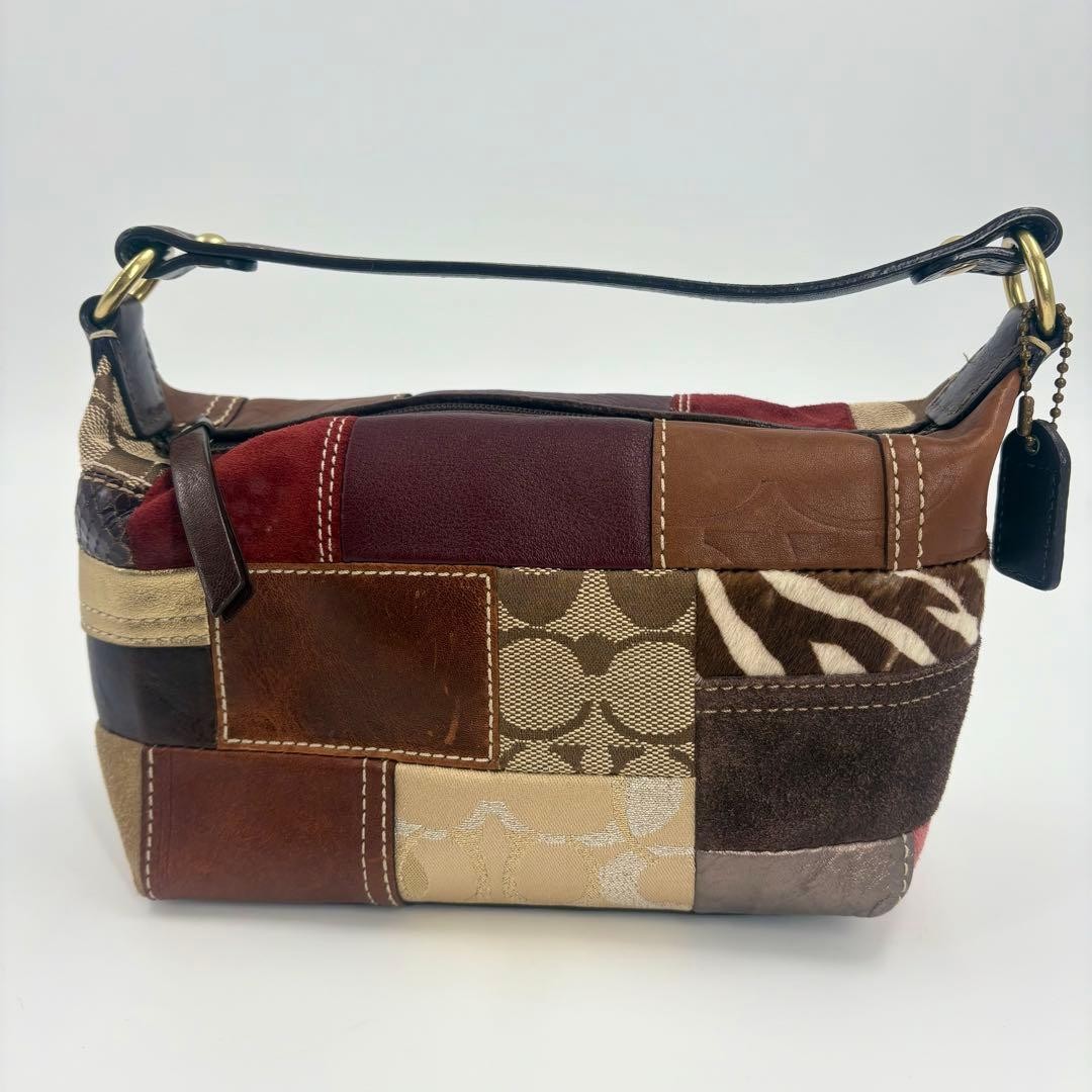 Condition COACH Handbag Pouch Patchwork Signature… - image 2
