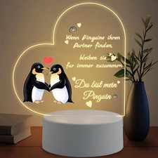 LED Pinguin Nachtlicht Geschenkideen Für Paare Acryl Nachtlampe Dimmbar Ich 