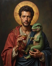 Jeff Goldblum "Saint Goldblum" AI Generated Image Oil Paint Style 8X10 Print