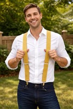 Gold Novelty Suspenders - One Size Fits Most Kids or Adults . NEW in Package