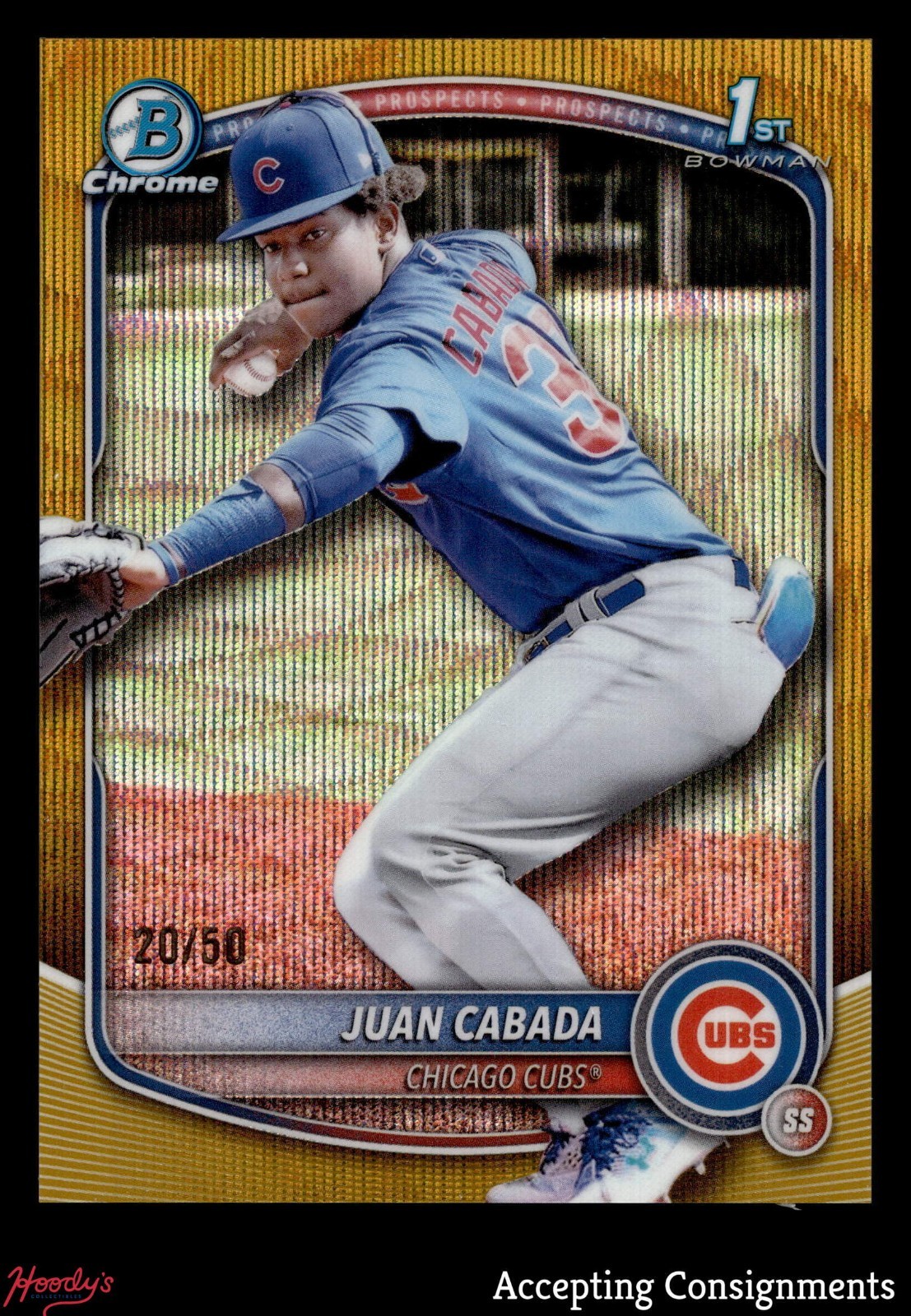 2025 Bowman Chrome Prospects Gold Wave Refractor Juan Cabada 1ST ROOKIE 20/50