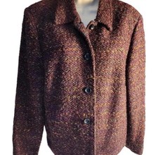 Vintage Sag Harbor Women  s 14P Tweed Blazer 90s Career Jacket Classic Style