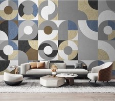 3D Gray Circle B1822 Wallpaper Wall Mural Removable Self-adhesive Amy
