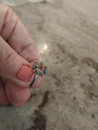 Anillo con racimo de zafiros múltiples en platino sobre plata de ley (talla 6,0) 2,60 quilates - Imagen 21 de 22