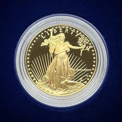 1986-W Proof $50 American Gold Eagle 1 oz .9167 OGP Box & COA