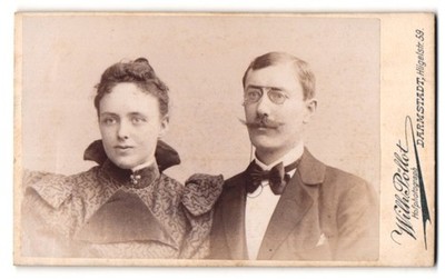 Photograph Wilh. Pöllot, Darmstadt, Hügelstrasse 59, young couple in festive  