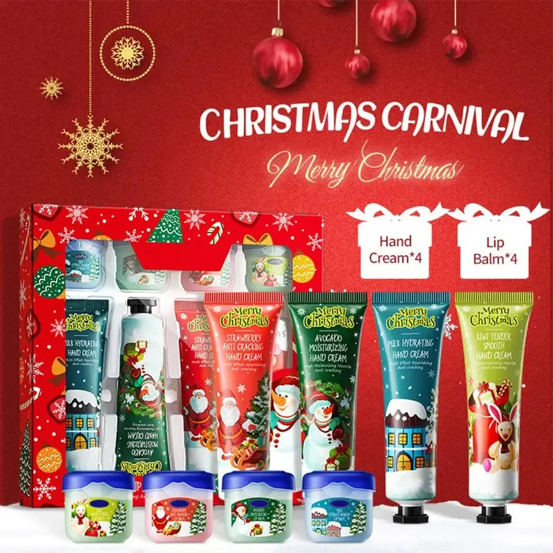 Ensemble Crème Pour Les Mains Et Baume À Lèvres De Noël Idée Cadeau Idéale Pour Les Fêtes De Fin D'année