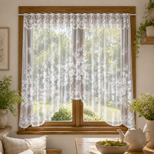 Lace Sheer Tier Curtain Short Net Voile Curtain Kitchen Tulle Window Cafe Drape