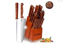 VAVSEA Knife Set, 16 Pcs Kitchen Knife Set with Block Walnut, Stainless Steel