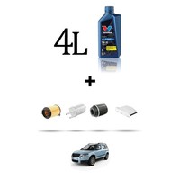 Hoffcar Wartungsset 4 Filter Und 4L ÖL FüR Skoda Yeti (5L) 1.2 TSI 77Kw Ab 20