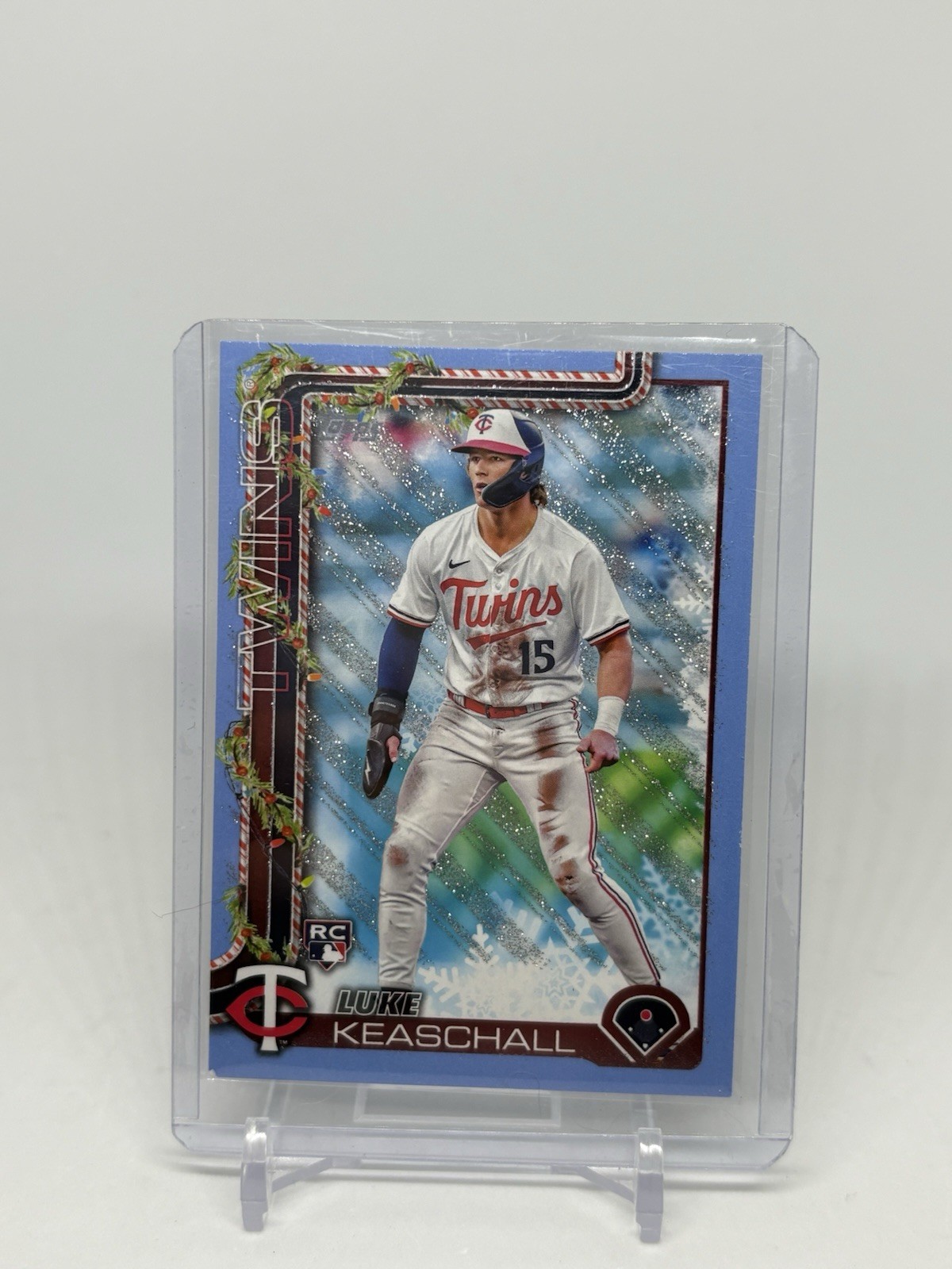 2025 Topps Holiday Luke Keaschall RC Light Blue Glitter (F236)