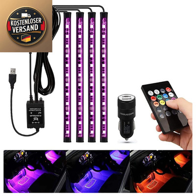 LED Lichtstreifen Auto RGB Atmosphäre Beleuchtung USB Ladeport