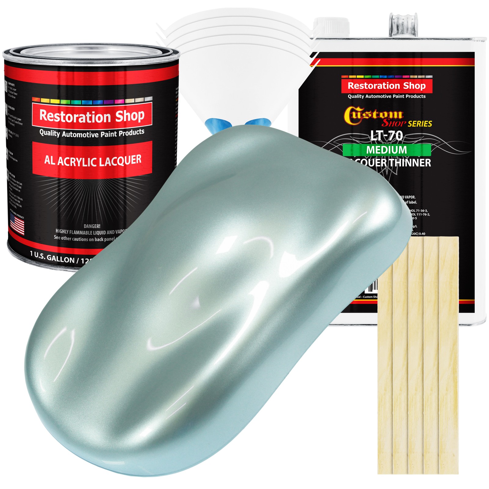 Frost Blue Metallic Acrylic Lacquer Gallon Auto Paint Kit with Medium Thinner